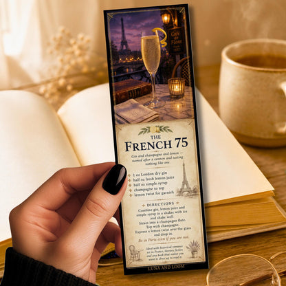 French 75 Cocktail Bookmark | Cocktail Lover Gift | Elegant Bar Cart  | Bookish Accessory | Luna And Loom