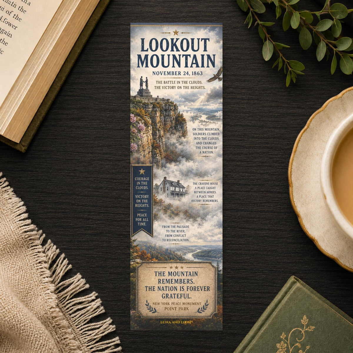 Lookout Mountain Bookmark | Appalachian Landscape | Chattanooga Tennessee Gift | Mountain | Literary | Historical | Civil War