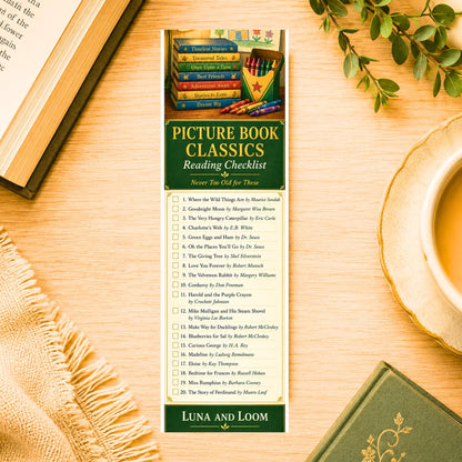 Picture Book Classics and Reading Checklist Bookmark | Children’s Literature Gift | Nostalgic Reader