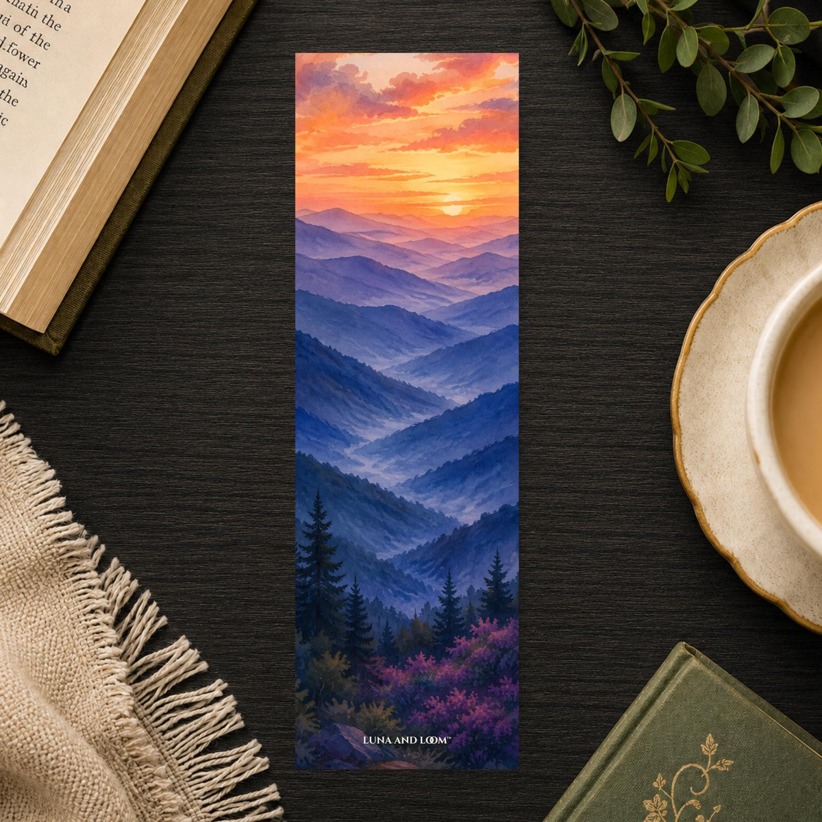 Blue Ridge Sunset Bookmark | Asheville Mountain Gift | Layered Ridge Page Marker | Scenic Book Lover Gift