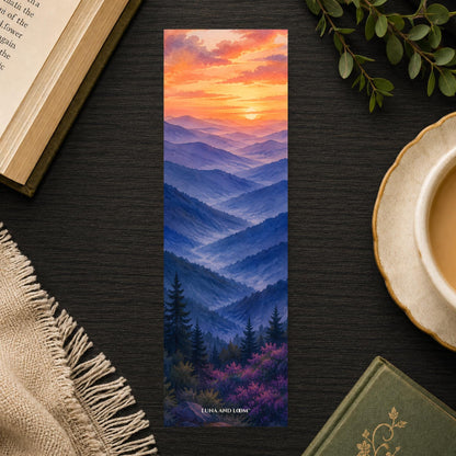 Blue Ridge Sunset Bookmark | Asheville Mountain Gift | Layered Ridge Page Marker | Scenic Book Lover Gift