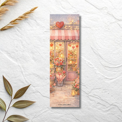 Valentine's Day Floral Storefront Bookmark | Beautiful Watercolor | Hearts Bookish Gift