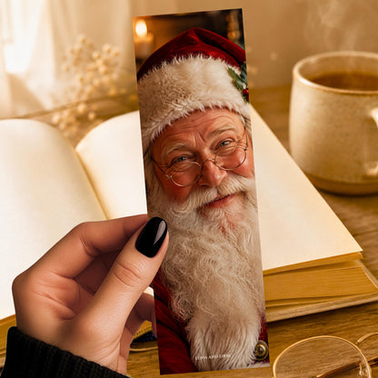 Santa Face Bookmark | Christmas Portrait Gift | Jolly Close Up Page Marker | Holiday Book Lover Gift