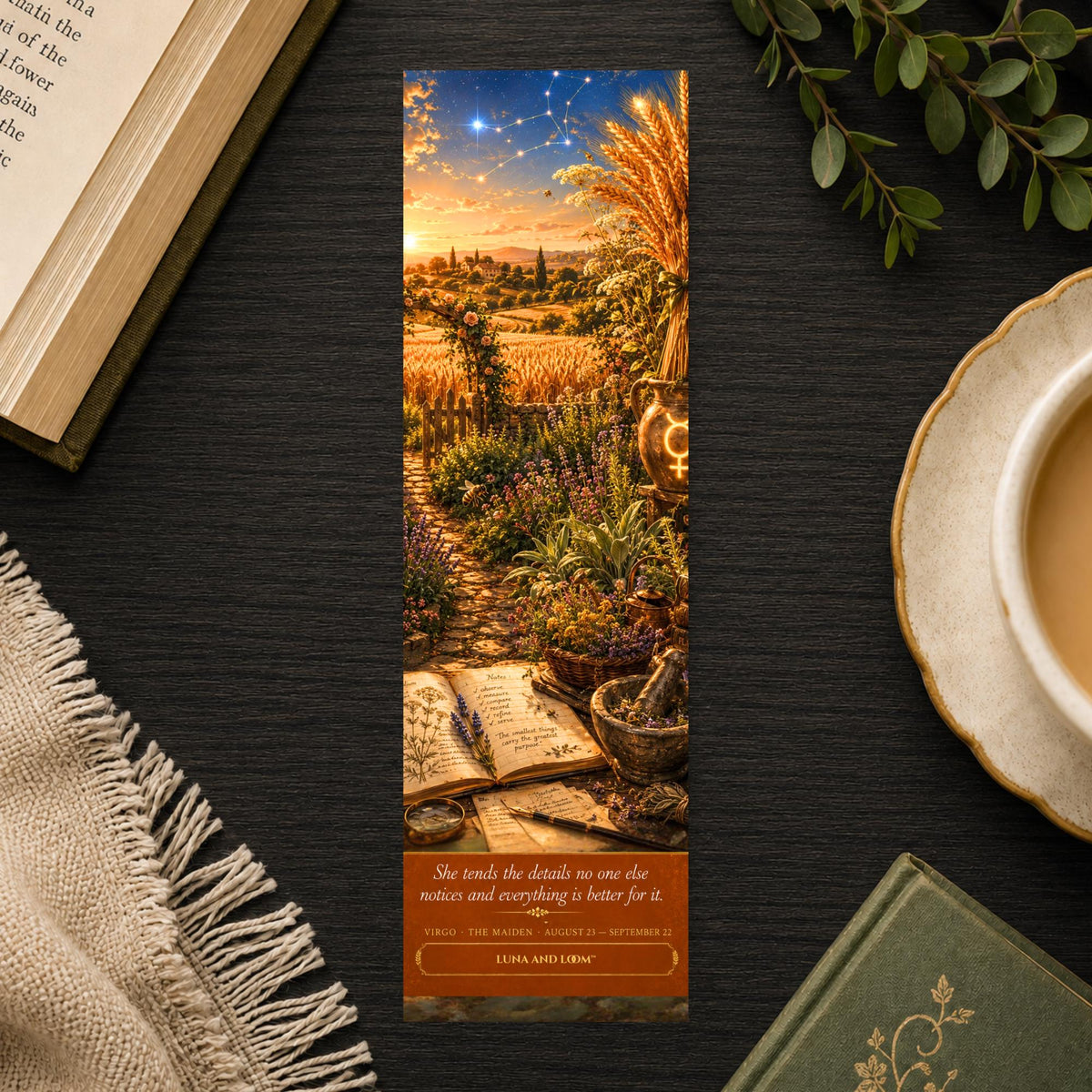 Virgo Bookmark | Maiden Zodiac Harvest Art, Astrology Book Lover Gift