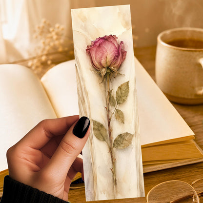 Pressed Rose Bookmark | Fantasy Romance Reader Gift | Thorns Page Marker | Fae Romance Book Lover Gift