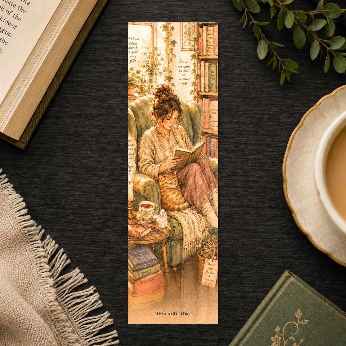 Reading Witch Bookmark | Cozy | Home Witch | Spells and Crystals