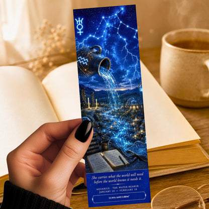 Aquarius Bookmark | Birthday Gift | Water-Bearer Zodiac Literary | Astrology | Air Sign