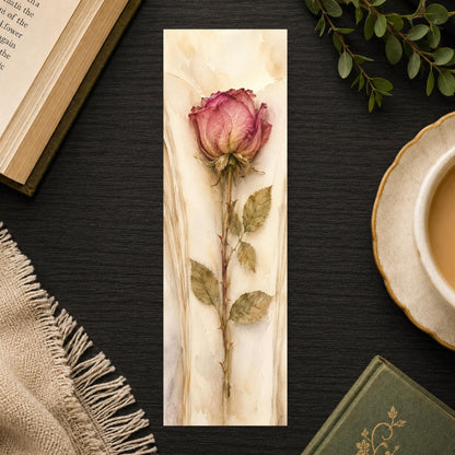 Pressed Rose Bookmark | Fantasy Romance Reader Gift | Thorns Page Marker | Fae Romance Book Lover Gift