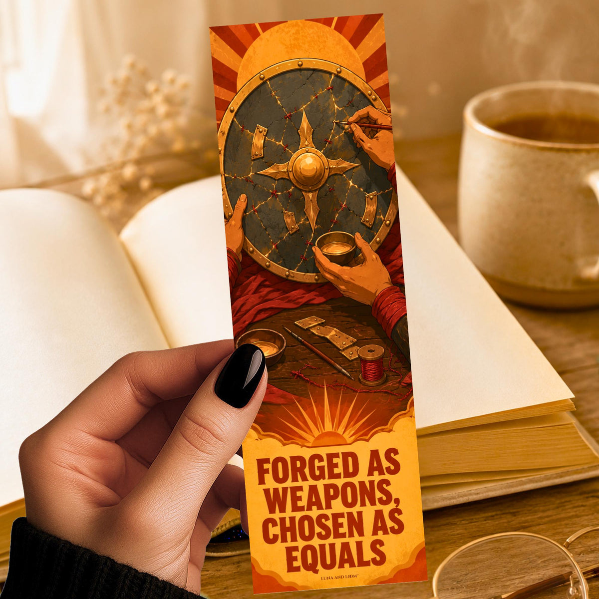 Forged As Weapons Bookmark | Dystopian Quote Gift | Cracked Shield Page Marker | Enemies Lovers Gift