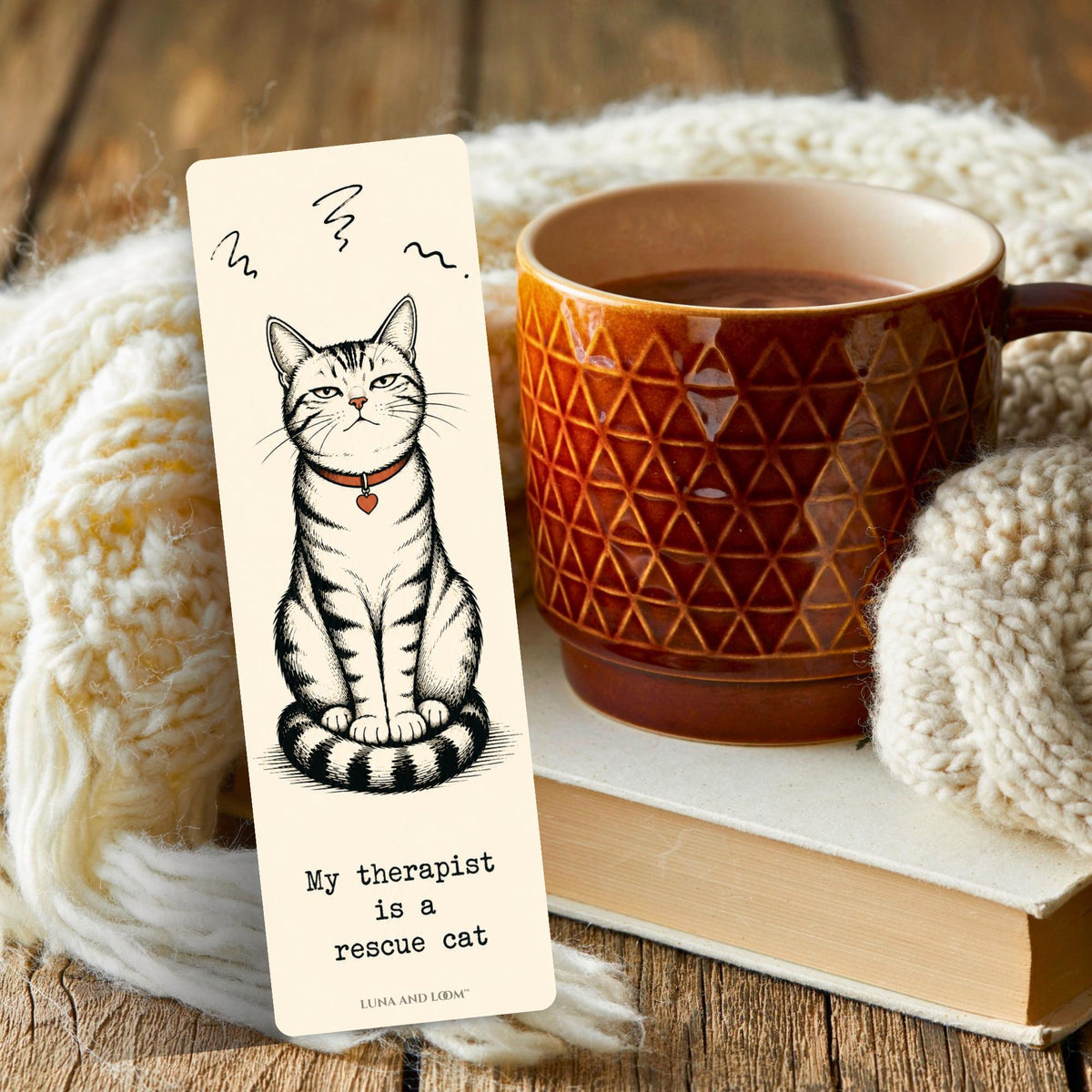 My Therapist Is A Rescue Cat Bookmark | Funny Feline Gift | Sassy Cat Quote Page Marker | Cat Mom Book Lover Gift