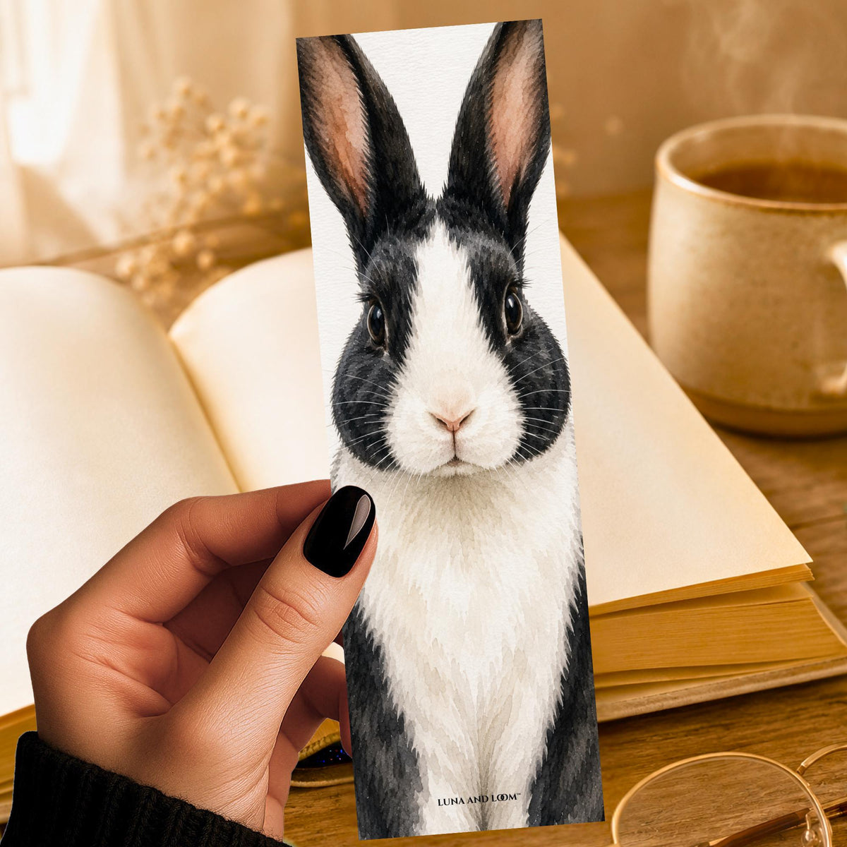 Dutch Rabbit Bookmark | Realistic Portrait | Watercolor Pet Picture | Animal