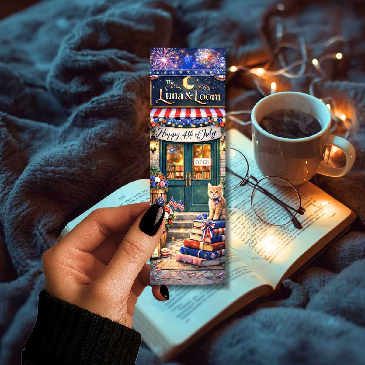 4th of July Bookmark Gift — Independence Day Book Lover Gift — Patriotic Fireworks Bookmark — Red White Blue Reader Gift
