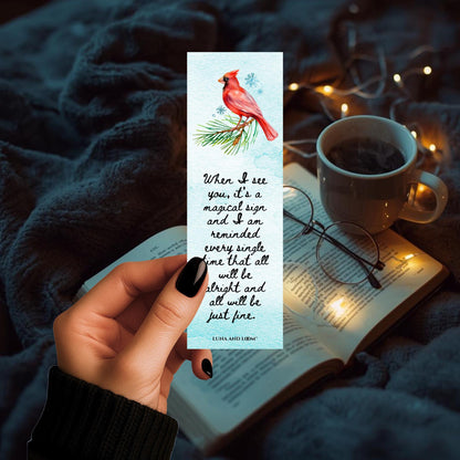 Red Cardinal Bookmark | Grieving | Inspiring Quote |
