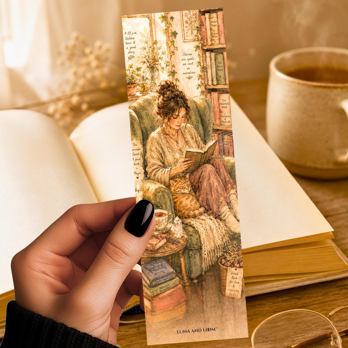 Reading Witch Bookmark | Cozy | Home Witch | Spells and Crystals