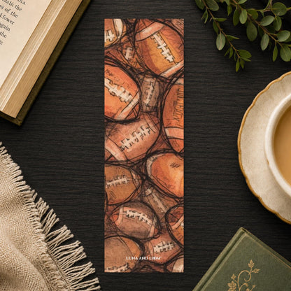 Football Pattern Bookmark | Sports Reader Gift | Ink Sketch Page Marker | Game Day Book Lover Gift