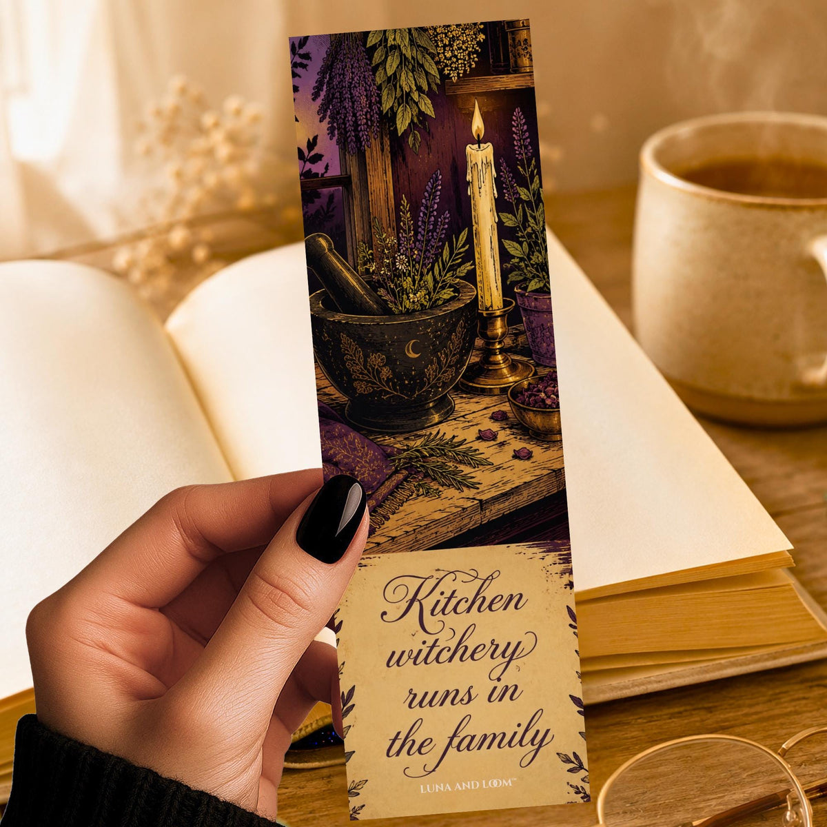 Kitchen Witchery Bookmark | Practical Magic Quote Gift | Mortar Pestle Page Marker | Witchy Family Gift