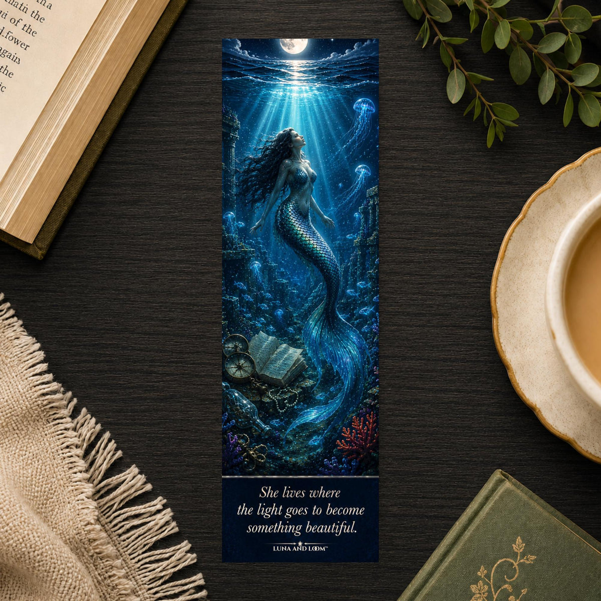 Mermaid Bookmark | Mythology Book Lover Gift | Ocean Literary | Fantasy | Mystical Bookish Gift