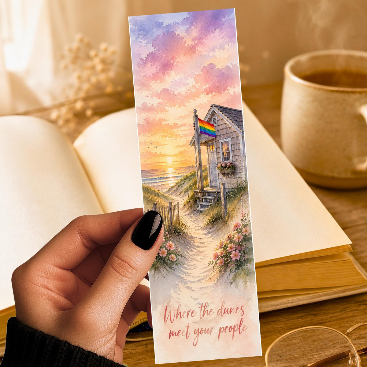 Dunes Meet Your People Bookmark | Provincetown Pride Quote Gift | Dune Shack Flag Page Marker | P-Town Gift