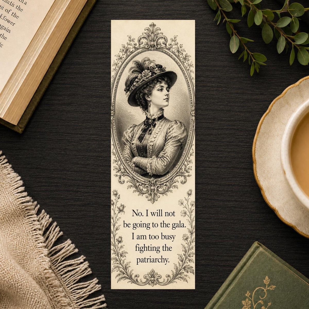 Fighting the Patriarchy Bookmark | Funny Feminist Quote Gift | Victorian Portrait Page Marker | Book Gift