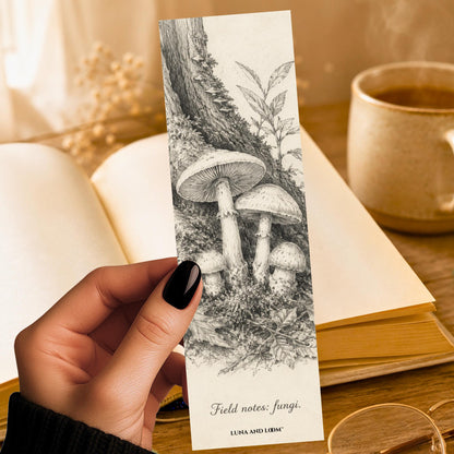 Fungi Bookmark | Pencil Sketch Mushroom | Naturalist Illustration | Nature Lover Gift