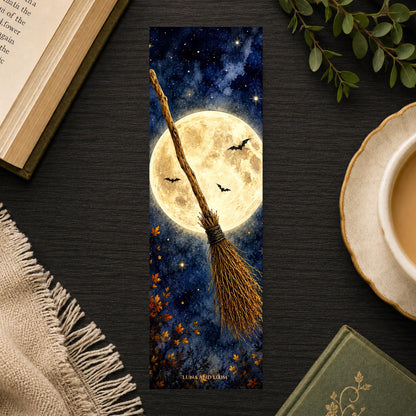 Witch Broomstick Bookmark | Full Moon | Halloween | Witchy Night Vibes