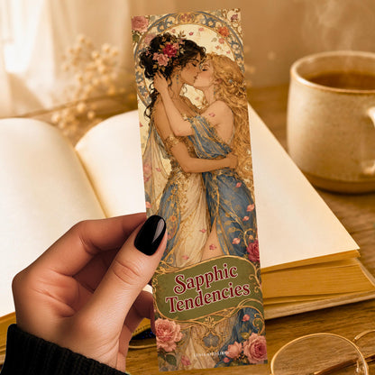 Sapphic Tendencies Bookmark | Art Nouveau Romance Trope Gift | Queer Reader Page Marker | WLW