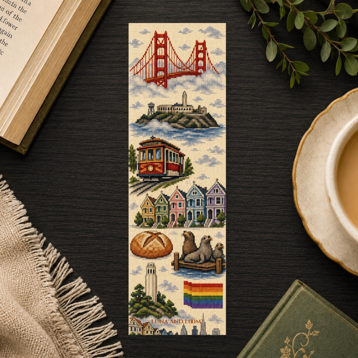 San Francisco Bookmark | Cross Stitch Print | Golden Gate Bridge | California