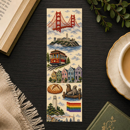 San Francisco Bookmark | Cross Stitch Print | Golden Gate Bridge | California
