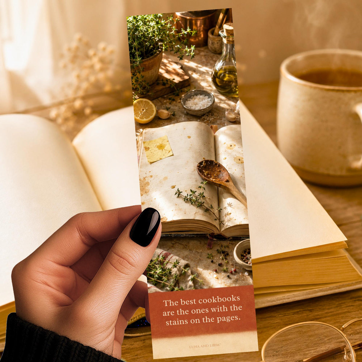 Cookbook Bookmark | Kitchen Still Life | Cookbook Lover | Food and Books Gift