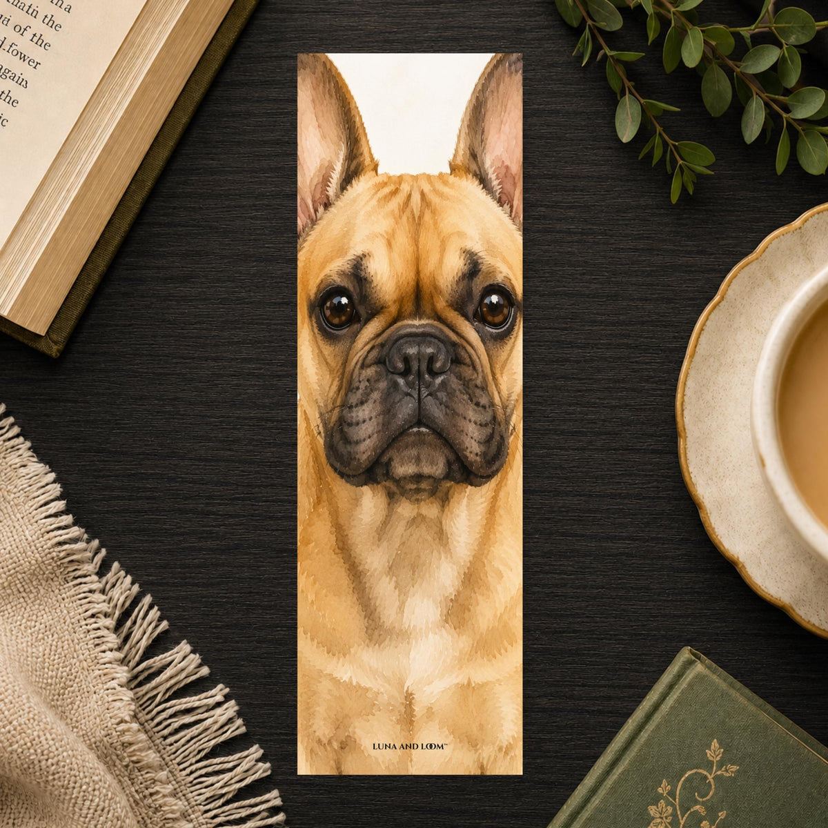 French Bulldog Bookmark | Realistic Dog Portrait | Animal Lover | Watercolor Pet Picture