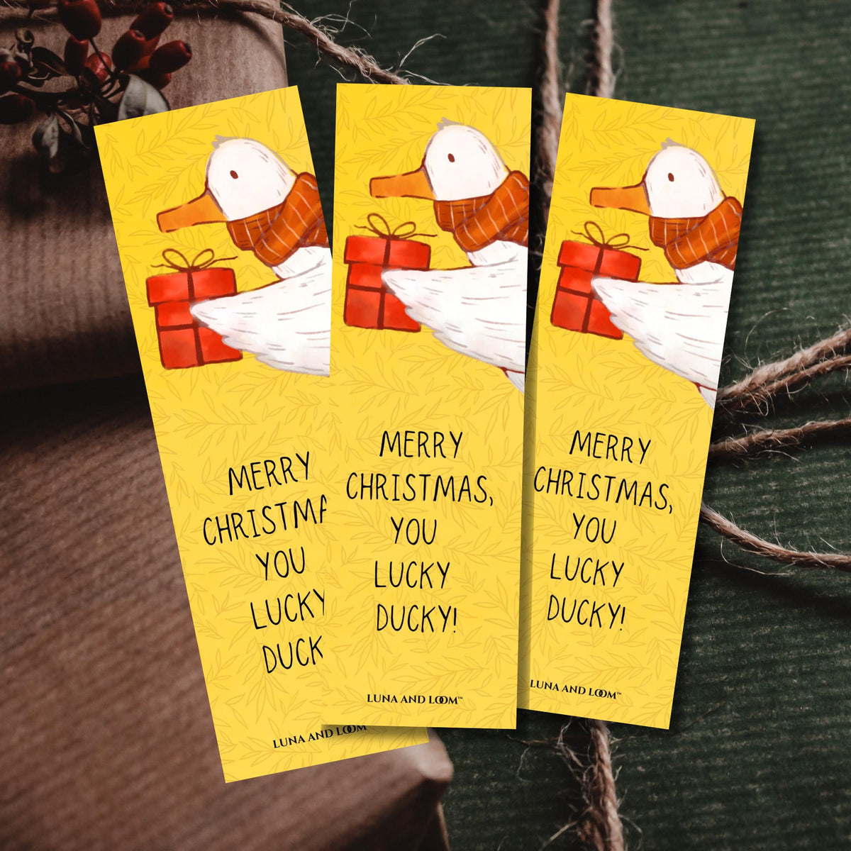 LUCKY DUCK BOOKMARK | MerryChristmas | Stocking Stuffer | Gift Tag