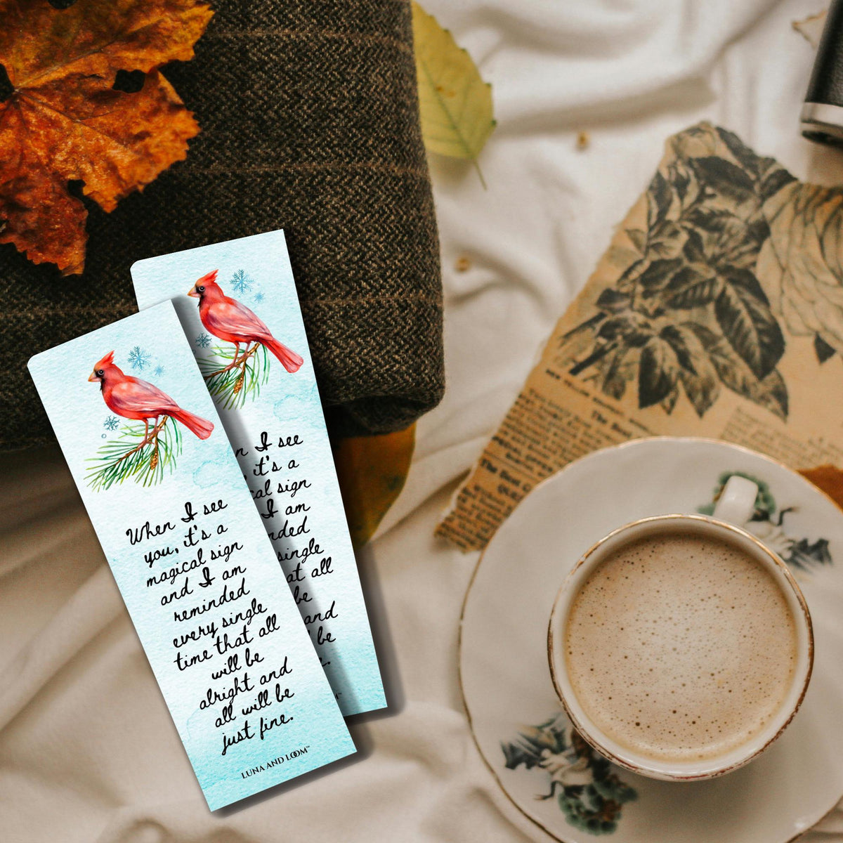 Red Cardinal Bookmark | Grieving | Inspiring Quote |