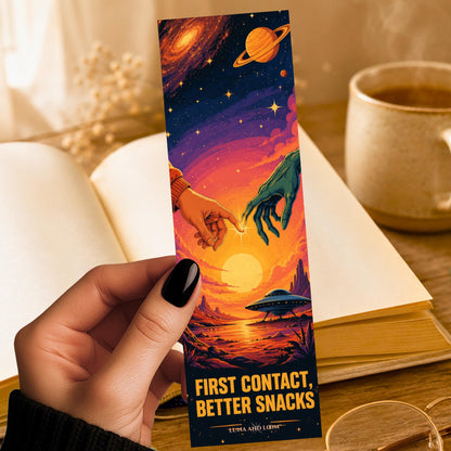First Contact Bookmark | Sci Fi Quote Gift | Alien Handshake Page Marker | Astronaut Book Lover Gift