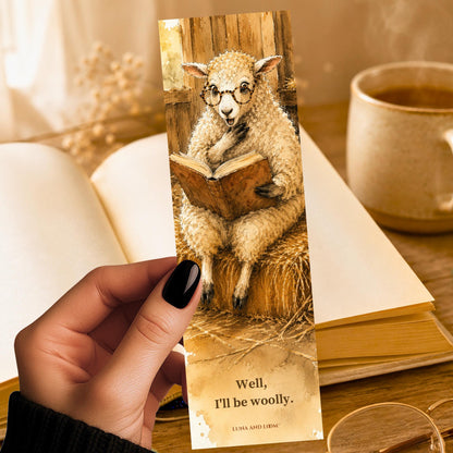 Punny Sheep Bookmark | Watercolor Book Lover Gift | Cute Ink Illustration