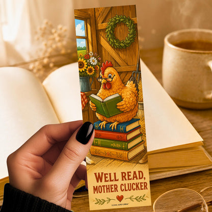 Well Read Mother Clucker Bookmark | Funny Chicken Gift | Farmhouse Page Marker | Backyard Chicken Book Lover Gift