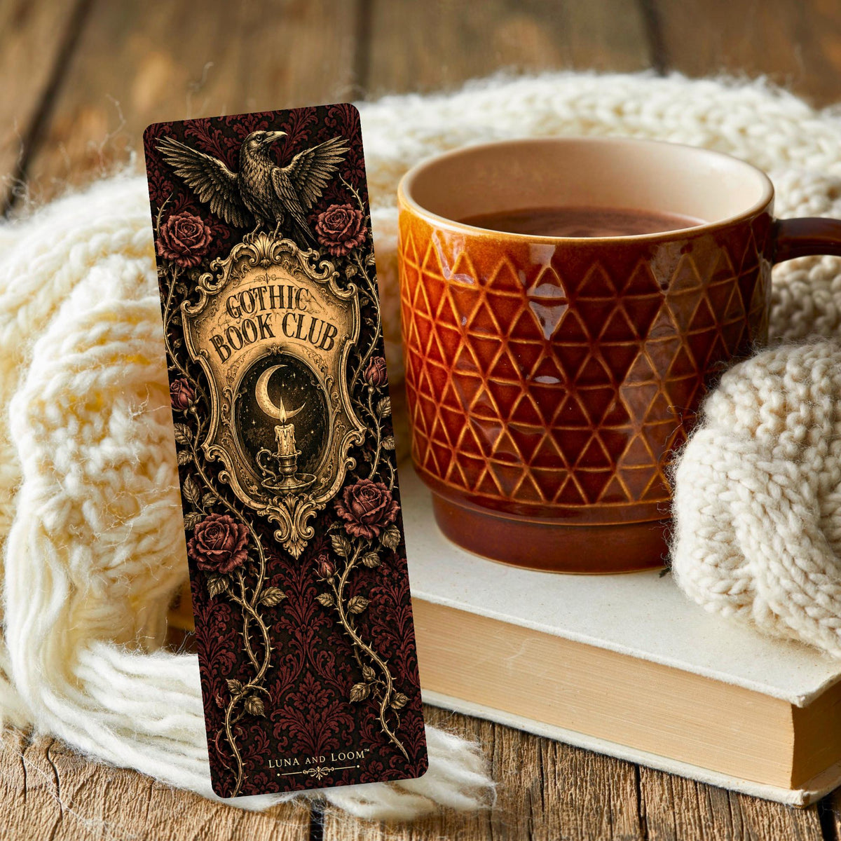 Gothic Book Club Bookmark | Dark Academia Gift | Raven Badge Page Marker | Gothic Reader Gift