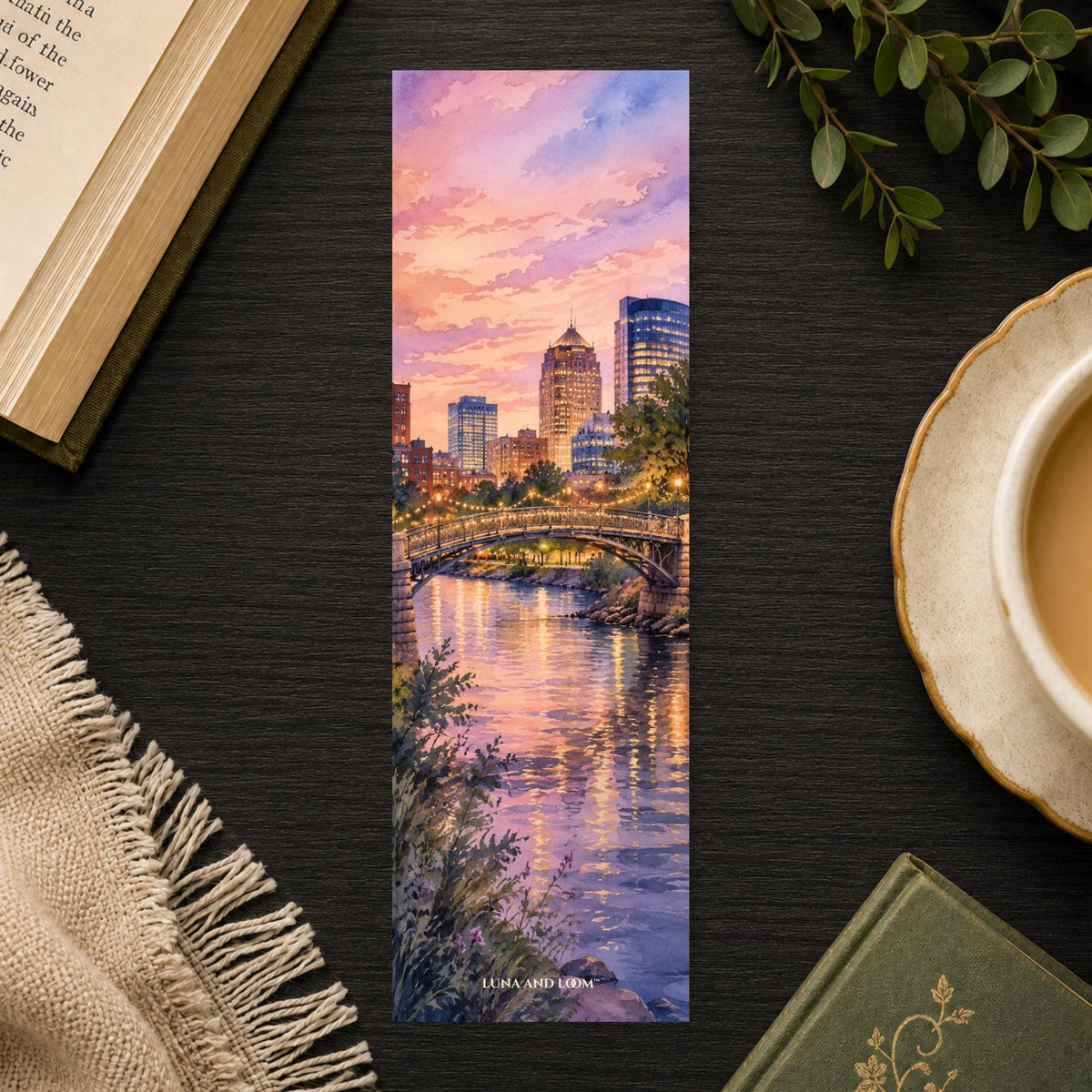 Nashville Pedestrian Bridge Bookmark | Downtown Dusk Gift | String Lights Page Marker | Music City Book Gift