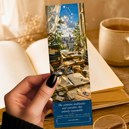 Gemini Bookmark | Twins Zodiac Literary Gift | Birthday | Astrology Book Lover | Air Sign
