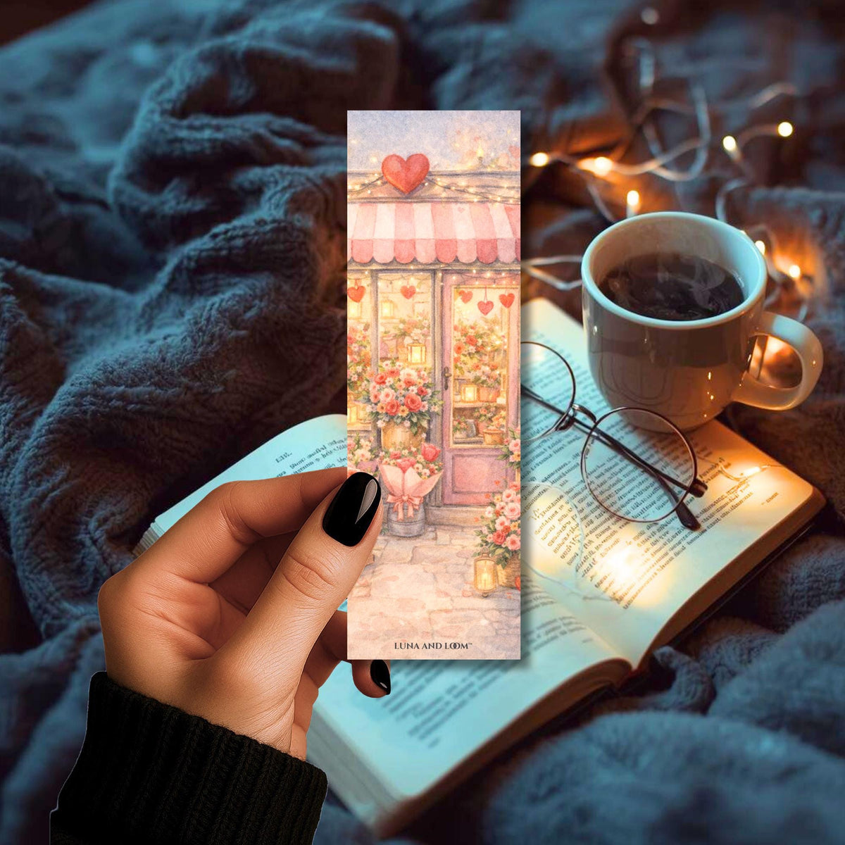 Valentine's Day Floral Storefront Bookmark | Beautiful Watercolor | Hearts Bookish Gift