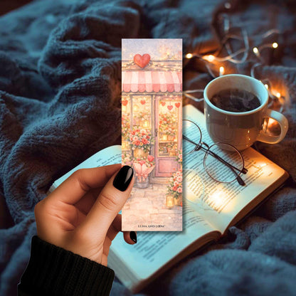 Valentine's Day Floral Storefront Bookmark | Beautiful Watercolor | Hearts Bookish Gift