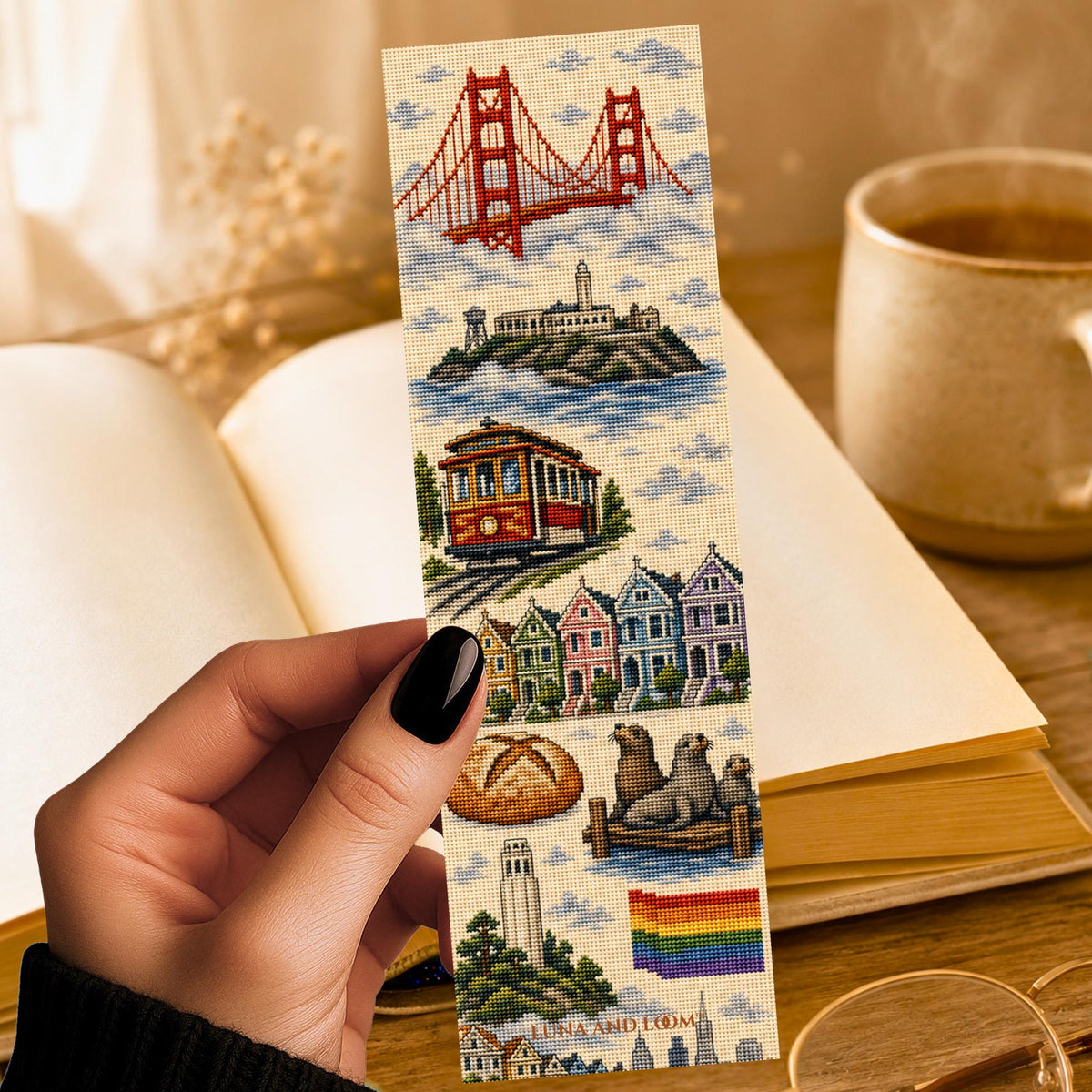 San Francisco Bookmark | Cross Stitch Print | Golden Gate Bridge | California