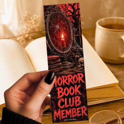 Horror Book Club Member Bookmark | Cracked Mirror Reader Gift | Badge Page Marker