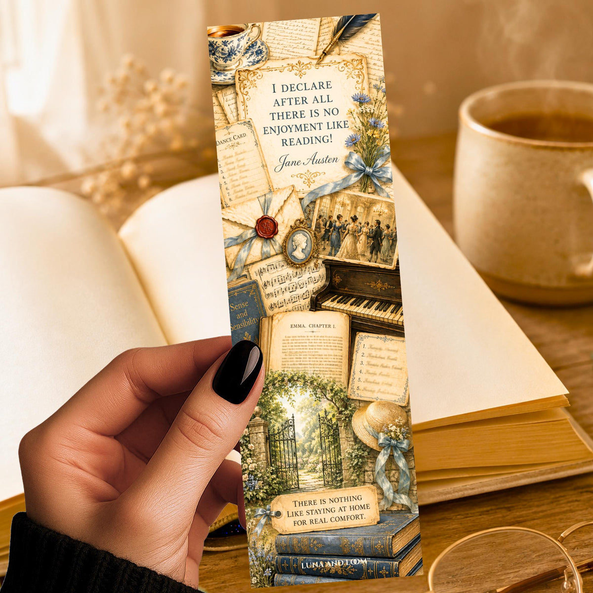 I Declare Jane Austen Bookmark | Vintage Collage Gift | Ballroom Scene Page Marker | Austen Reader Gift