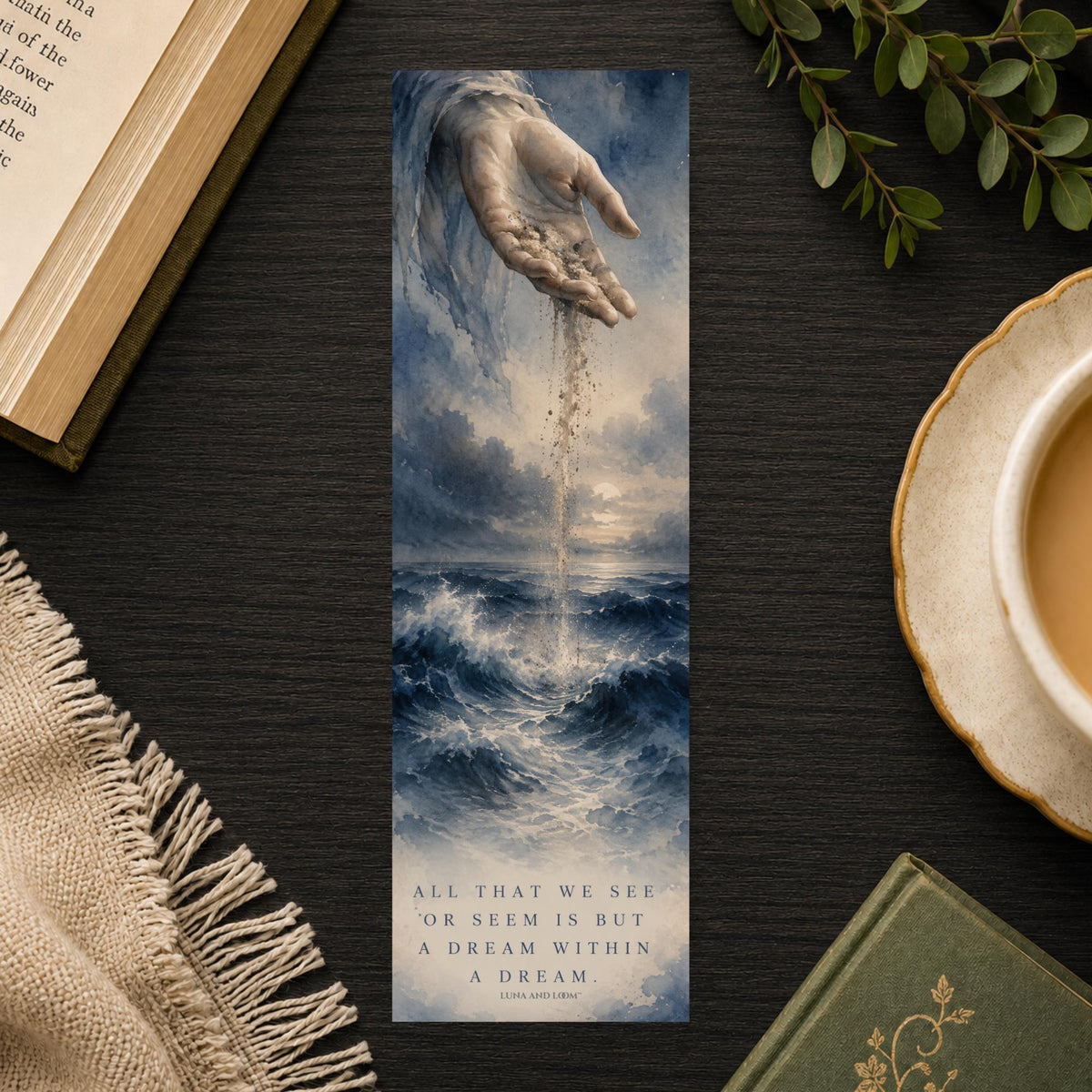 Dream Within Dream Bookmark | Edgar Allan Poe Quote Gift | Sand Sea Page Marker | Classic Poetry Gift
