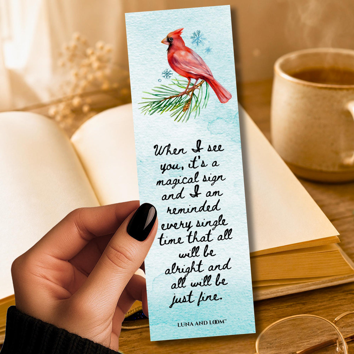 Red Cardinal Bookmark | Grieving | Inspiring Quote |