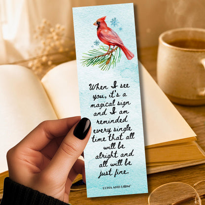 Red Cardinal Bookmark | Grieving | Inspiring Quote |
