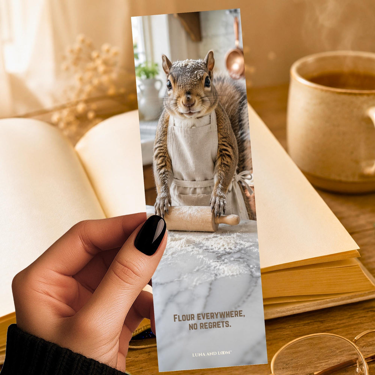 Cute Kitchen Animal Bookmark | Baker Gift | Whimsical Book Lover Present | Squirrel