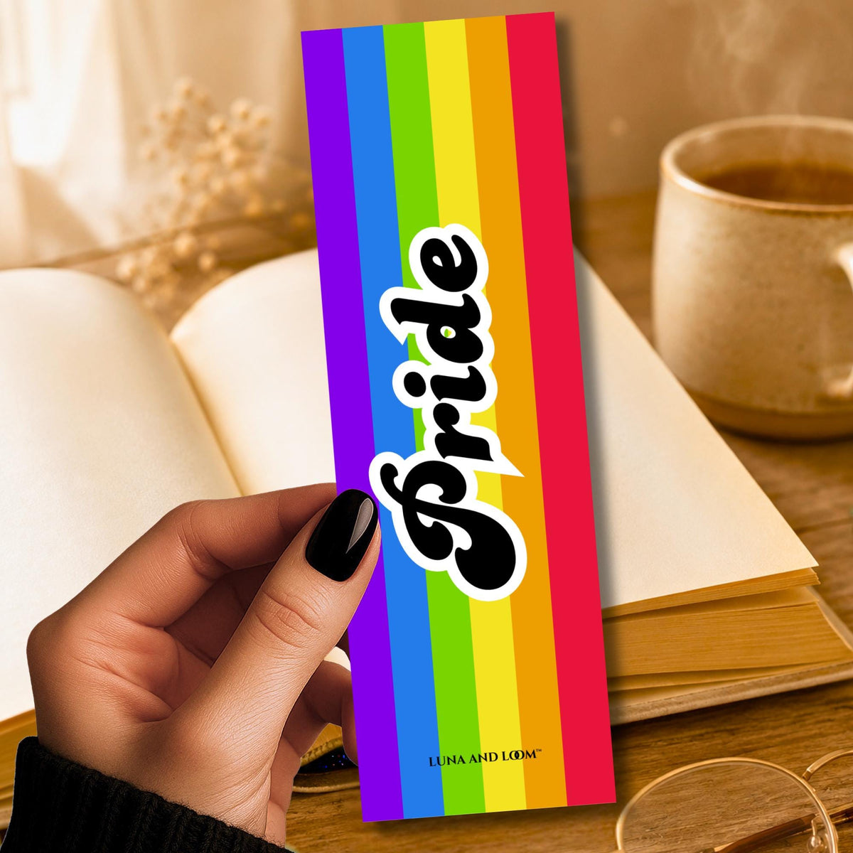 Pride Flag Bookmark | LGBTQ+ Reader Gift | Inclusive Literary | Rainbow Bookmark | Book Lover | Luna And Loom