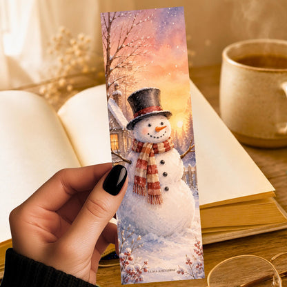 Classic Snowman Bookmark | Christmas Gift | Snowy Yard Page Marker | Holiday Book Lover Gift