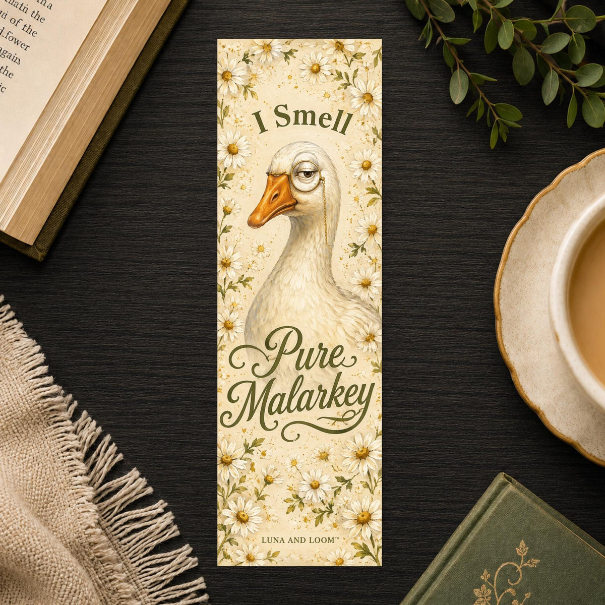 Pure Malarkey Bookmark | Funny Goose Gift | Silly Phrase Page Marker | Book Lover Gift